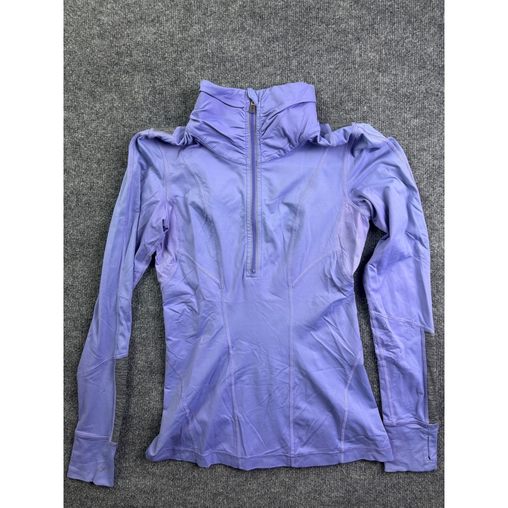 Lululemon Run Stay Gold Pullover Women 6 Purple Half Zip Ruffle Thumbhole 62785
